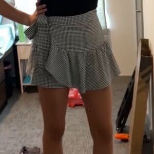 Blue Rain Side Tie Gingham Skort